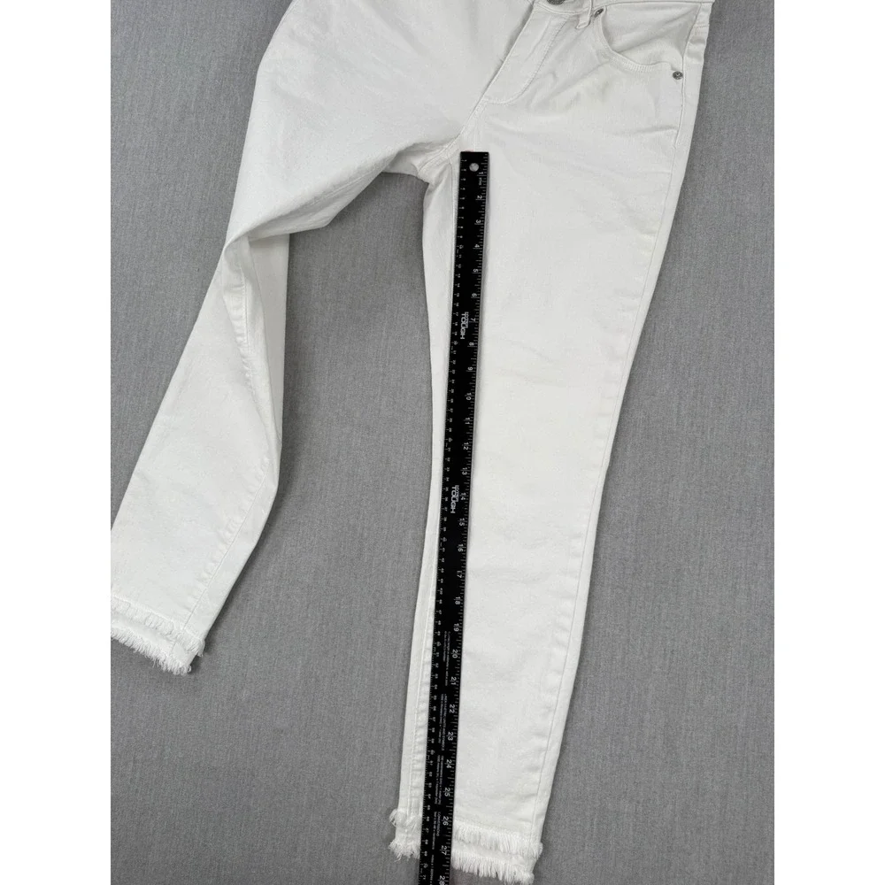 Loft White Skinny Jeans Raw Fringe Hem Denim Size 26/2 New - Picture 7 of 7